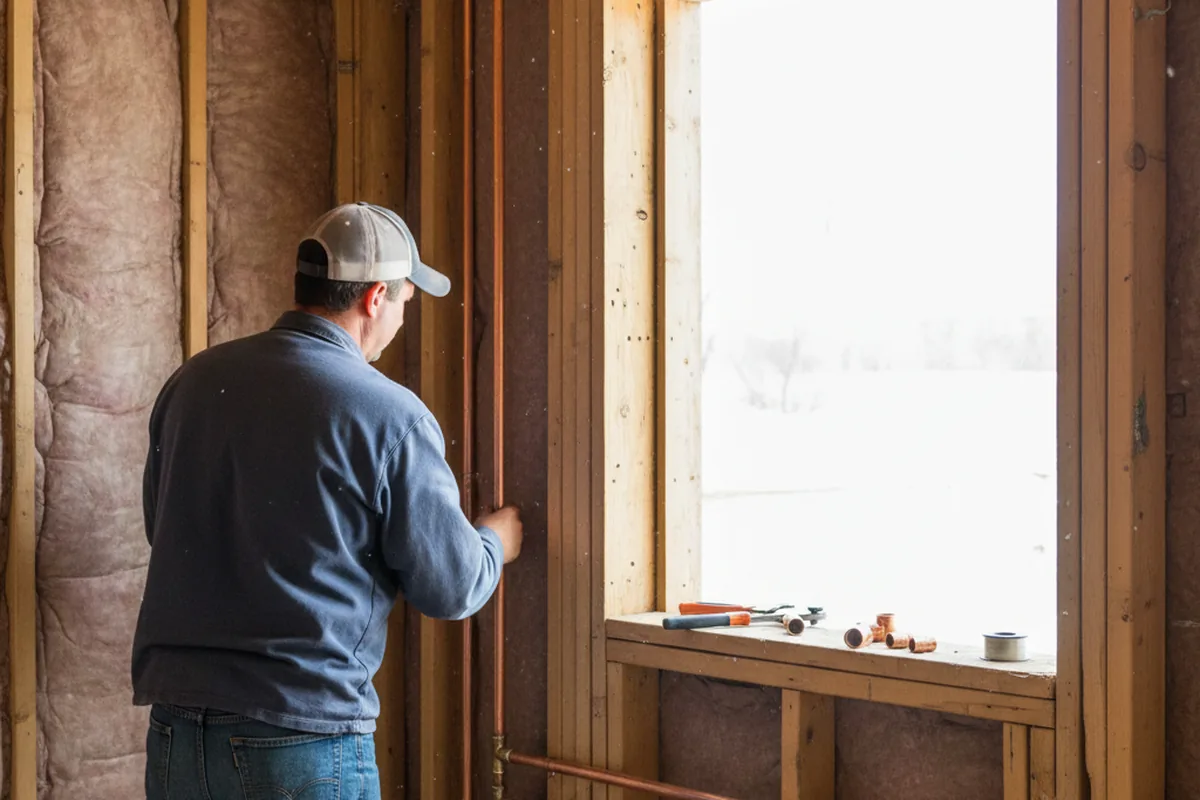 Licensed plumber running new copper supply lines in a Centralia home